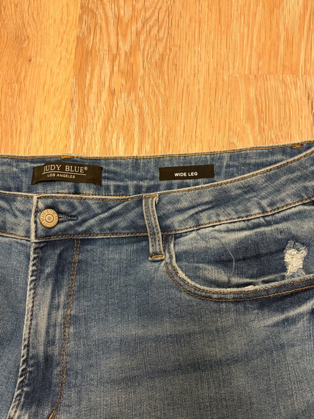 Judy Blue High Rise Wide Leg Jeans Medium Wash Distressed Plus Size 20W - Picture 4 of 8